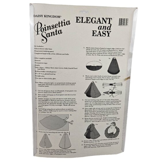 Daisy Kingdom Poinsettia Santa Kit Hand Painted Head Preprinted Fabric 23in Tall - Picture 9 of 10